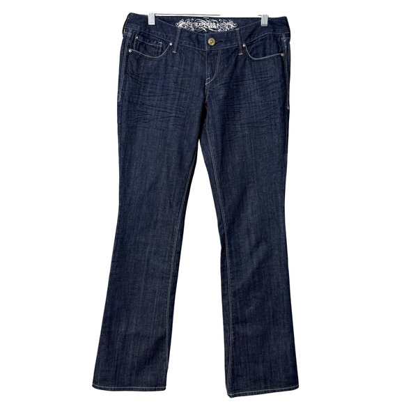 Express Denim - Express Barely Boot Jeans Womens 8 Dark Wash Zelda Ultra Low Rise Slim Fit Y2K